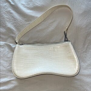 JW PEI Cream Croc-Embossed Shoulder Bag